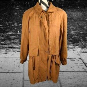 Gallery Winter Cold Weather Mid-Length Zip Up Khaki Coat Jacket